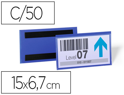 50 fundas magnéticas Durable 150x67mm. plástico azul ventana transparente
